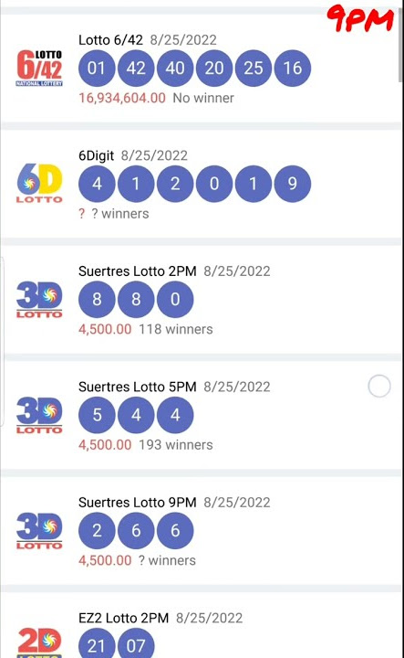 Lotto results 9pm Aug 25, 2022