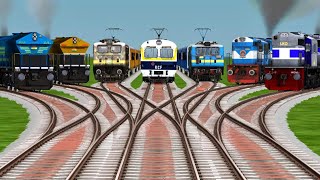 7 Crazy Trains Crossing On 3D Gradient Railroad Tracks || Bumpy Railroad Junction || Train Simulator screenshot 4