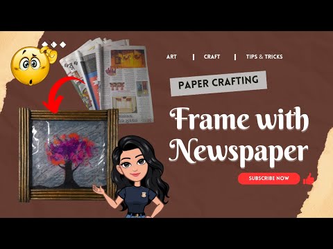 frame with newspaper | paper craft ideas | paper crafts easy | frame with paper