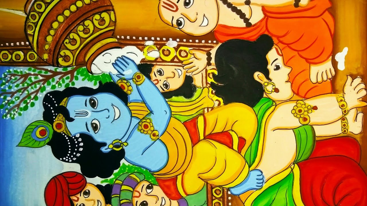 Krishna Janmashtami Special Painting Of Lord Krishna Balrama And His Friends Youtube