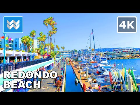 [4k] Redondo Beach Pier in South Bay Los Angeles, California USA - Walking Tour & Travel Guide