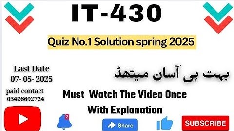 IT430 Quiz 1 2025 💯 percent correct Answers