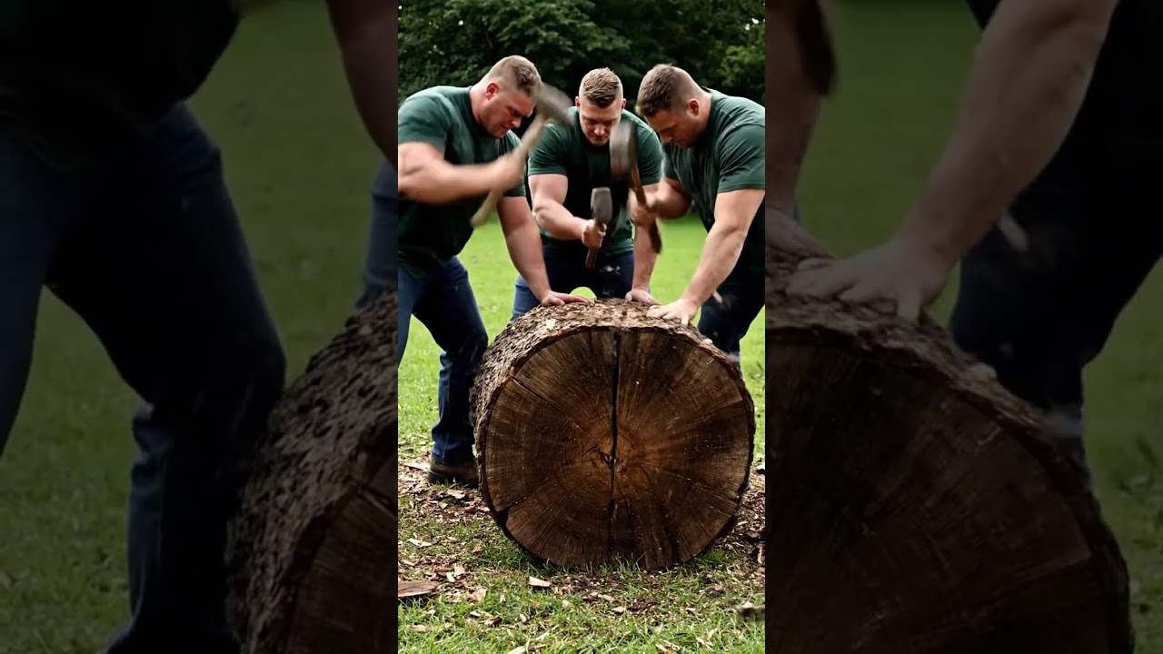 спасение львенка из гигантского бревна 