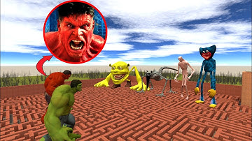 RED HULK vs HULK SCP 096 vs SONIC vs CATNAP vs SIREN HEAD & SHREK TAPES! In Garry