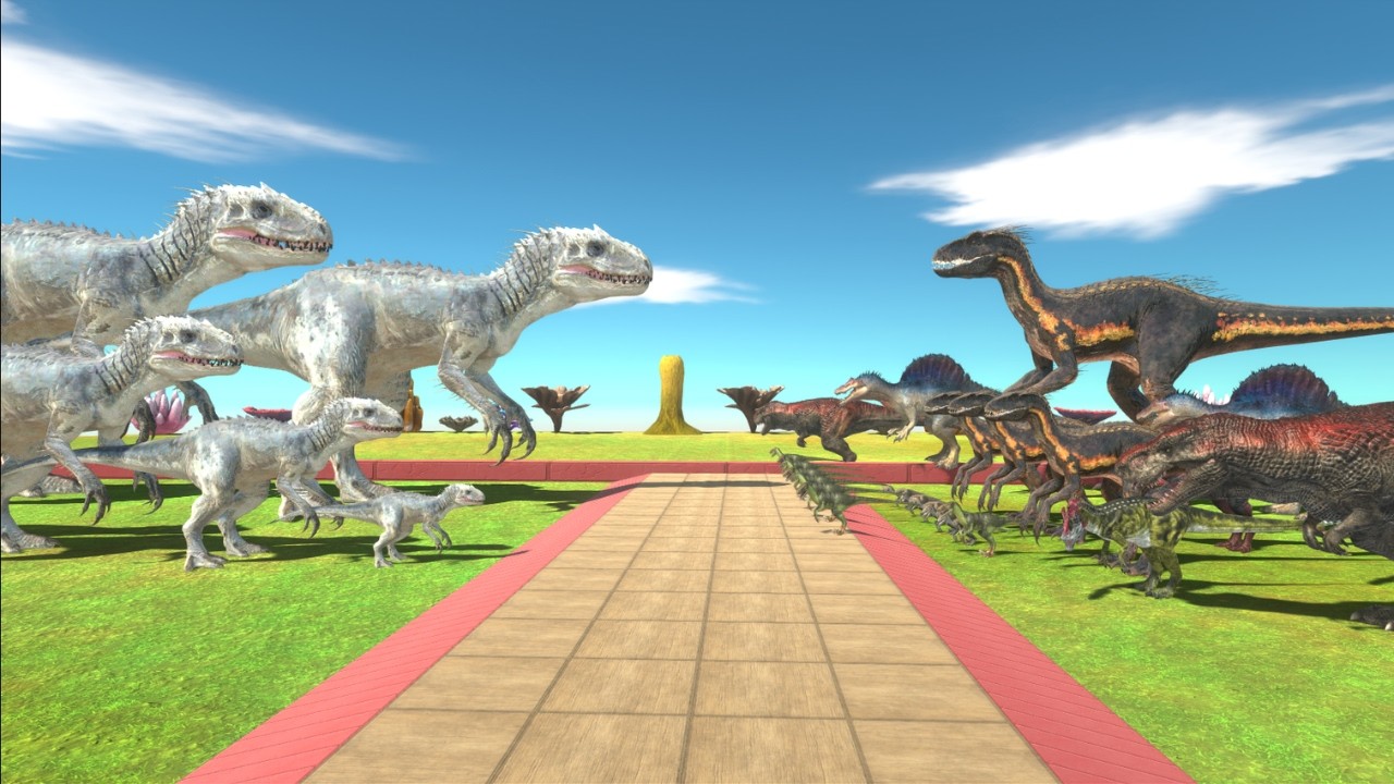 Indominus Rex vs DINOSAUR ARMY: Can One Hybrid Stop the Horde? | Dinosaur Battle Simulation