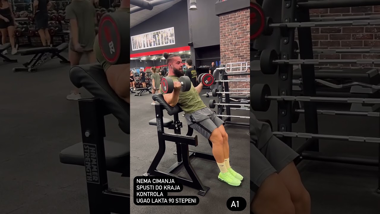 Biceps pregib na skotovoj klupi - stojeći