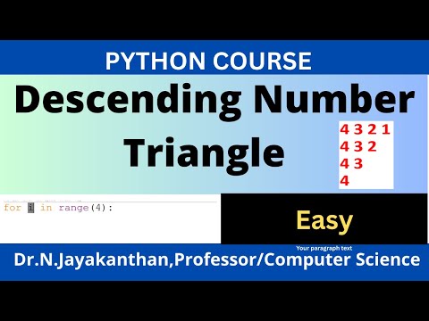 Python Program to Print Descending Number Triangle | Pattern Program for Beginners