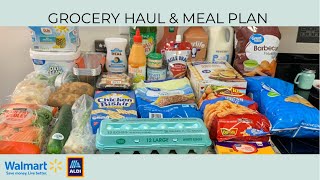 GROCERY HAUL \& MEAL PLAN | BUDGET FRIENDLY | WALMART GROCERY PICKUP | ALDI | FAMILY OF TWO