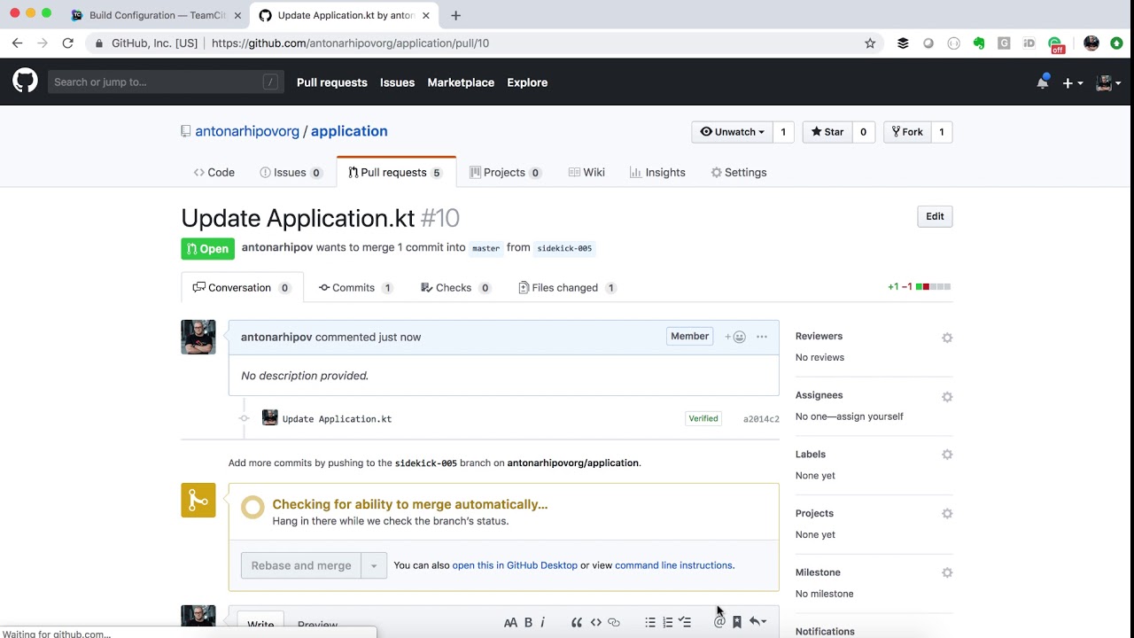 GitHub pull requests support – TeamCity 2018.2