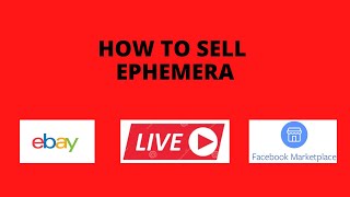 How To Sell Ephemera Live Stream