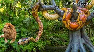 Lions Attack On Huge Snake In Jungle - Ak Productions -
