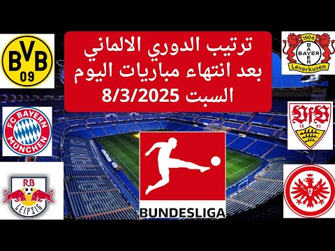 ترتيب الدوري الالماني اليوم بعد انتهاء مباريات اليوم السبت 8 3 2025 الجولة 25