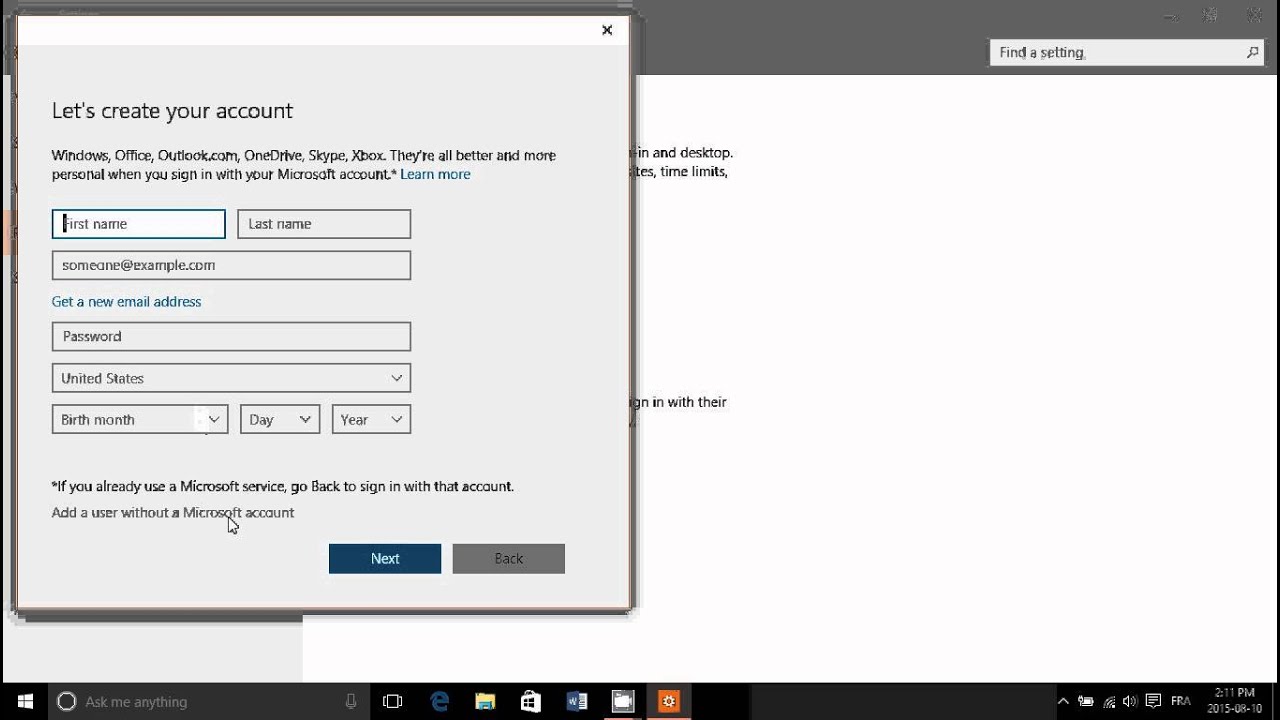 how to add a user account to my windows 10