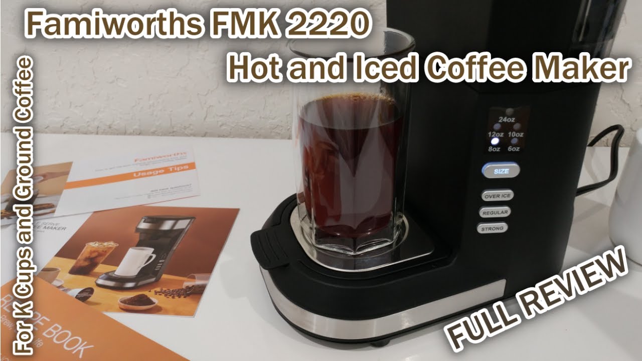 Famiworths Iced Coffee Maker with Milk Frother, Hot and Cold Single Serve  Coffee Maker for K Cup Pod and Ground, Compact Coffee Machine 2 in 1 with