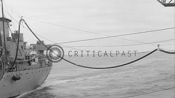 12/02/1965 USS Hancock CVA-19 approaches to port of USS Mattaponi AO-41Oiler for refueling