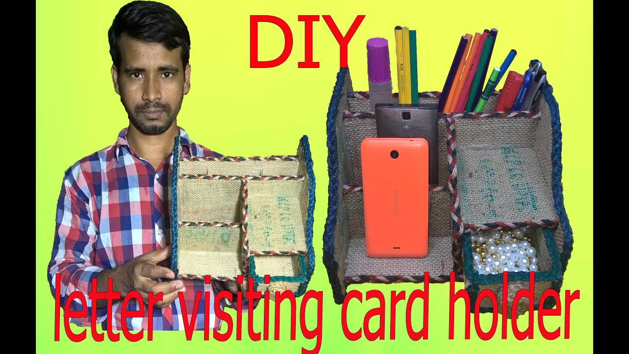 YID Jute letter holder visiting card holder from jute rope & cardboard