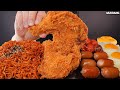 ASMR MUKBANG | Fried Chicken 🍗 Fire Noodles &amp; Sausage EATING 맘스터치 통다리 치킨 불닭볶음면 소세지 소스 퐁당 먹방!