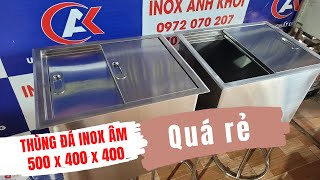 thùng đá inox âm quầy - thùng đá inox âm bàn