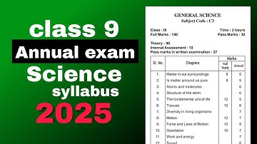 Class 9 annual exam syllabus 2025 General Science seba board Assam