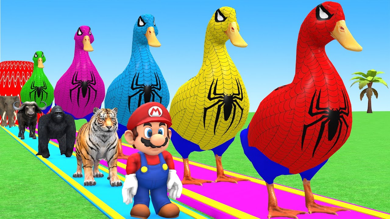 Long Slide Game With Cow Elephant Gorilla Hippopotamus Tiger 3d Animal Game Funny 3d Animals