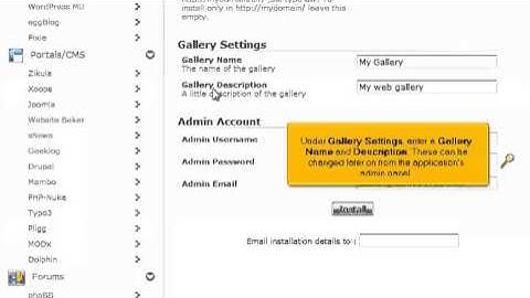 How to install TinyWebGallery from Softaculous