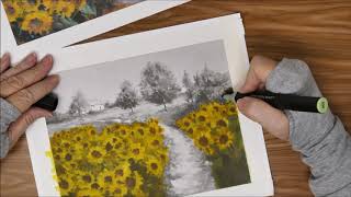 Grayscale Coloring Tutorial Demo ~ Charming Country Scenes: Adult Grayscale Coloring Book