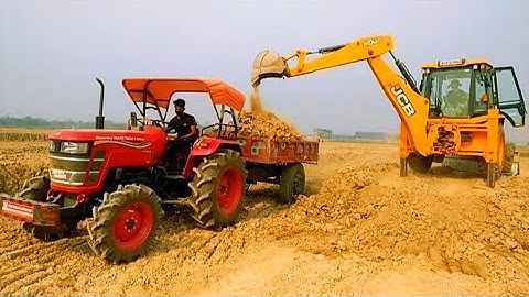 New JCB 3dx Xpert loading Field Mud | Eicher 485 Tractor | Mahindra 275 Di with Trolley