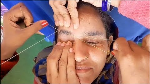 Thik to thin eyebrows threading tutorial for beginners/ perfect shape of eyebrows threading