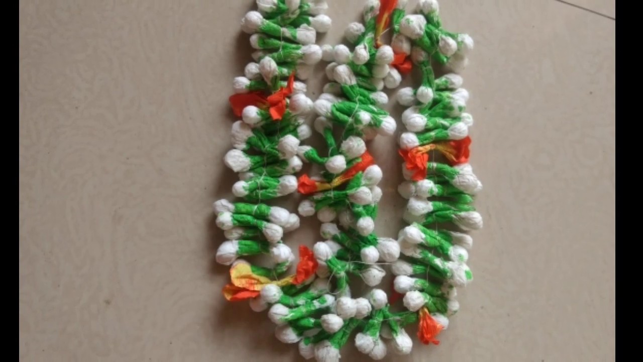 How to make Artificial Jasmin Flower with Tissue Paper DIY Jasmin Buds Garland Homemade