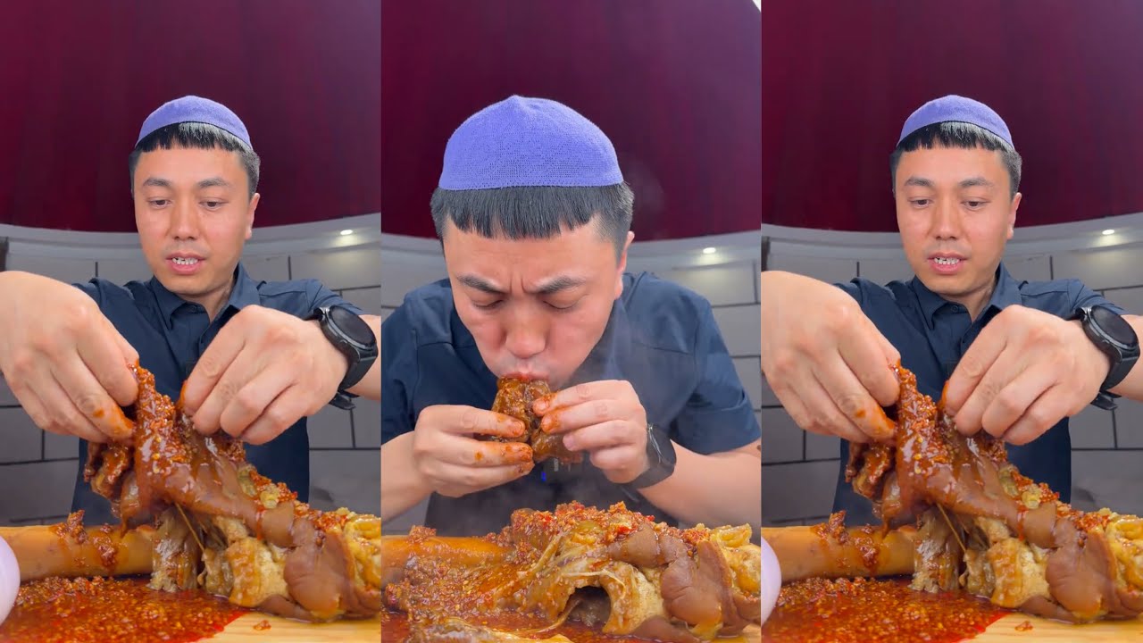 ASMR OX TROTTERS WITH SPICY GARLIC SAUCE EATING 