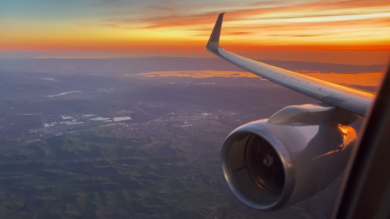 Gorgeous Sunset Takeoff | 757-200 San Francisco w/ Amazing Rolls Royce Engine Sounds