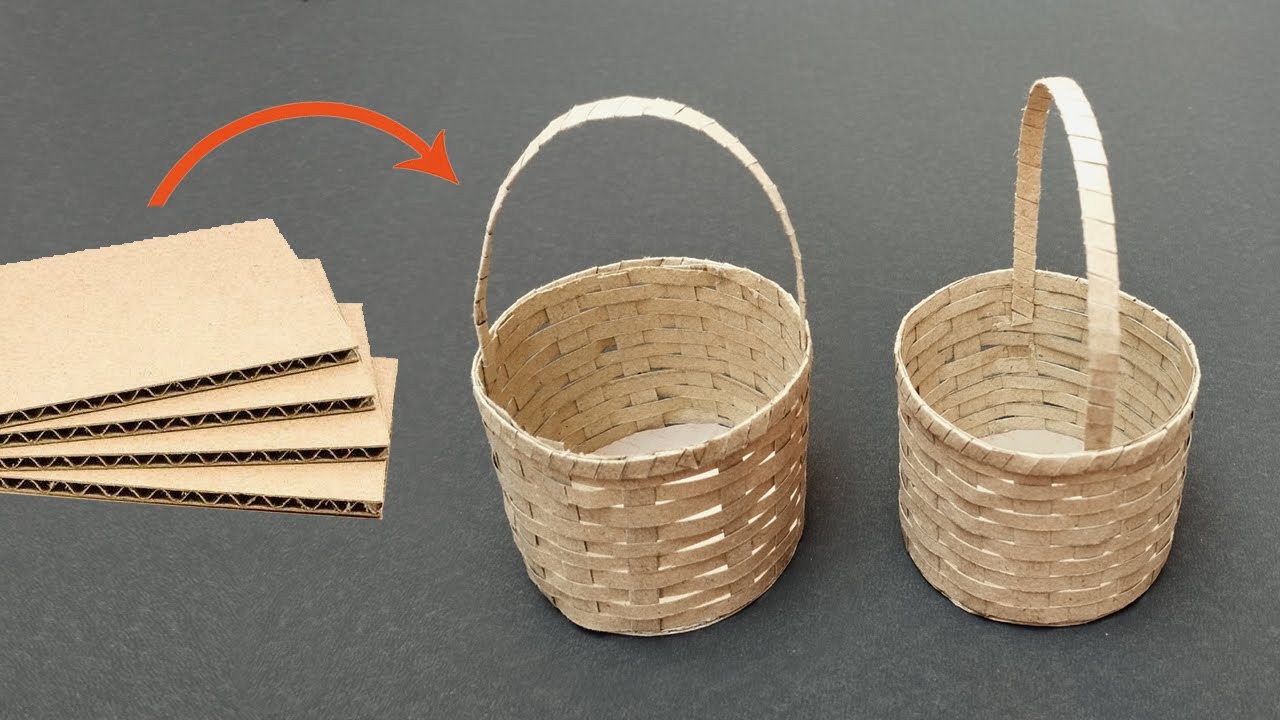 Realistic mini basket from cardboard