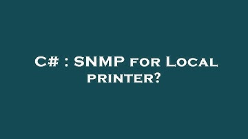 C# : SNMP for Local printer?