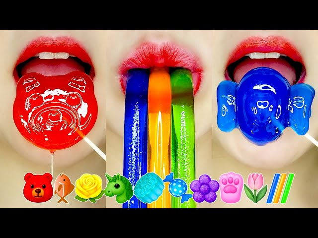 ASMR COLORFUL JELLY EMOJI FOOD EATING SOUNDS 알록달록 젤리 이모지 먹방 MUKBANG