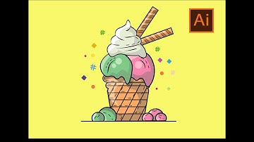 Adobe Illustrator Tutorial: How to create Vector Ice-cream illustration design || Part (1/2)