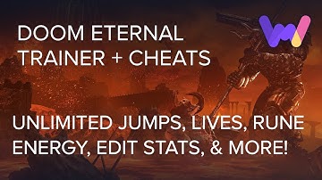 Doom Eternal Trainer +13 Cheats (Unlim Jumps, Lives, Rune Energy, Edit Stats, One Hit Kill, & More)