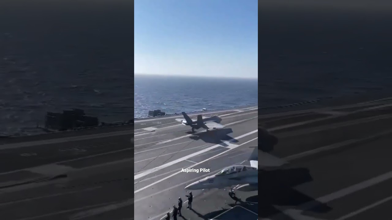 F35-C fighter jet Landing in aircraft carrier /