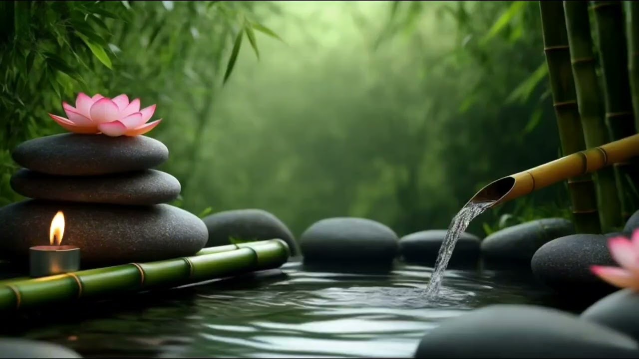 Relaxing Music for Stress Relief | Flowing Bamboo Water/ Anxiety & emotional release