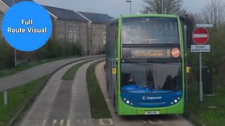 Stagecoach East Cambridgeshire Busway B Full Route Visual- Peterborough to Cambridge