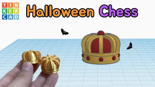 158) Halloween Chess Skeleton Crown of Queen | How to 3D Modeling & Printing with Tinkercad