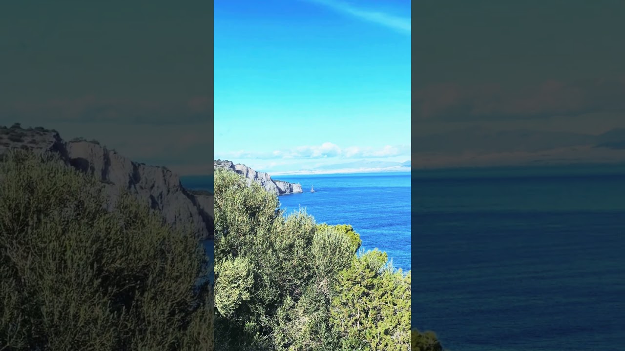 Sea, Sky and Rock 🌊☁️🪨 | Calm Nature Shorts. Calm Sea View from the Mountains 🌊