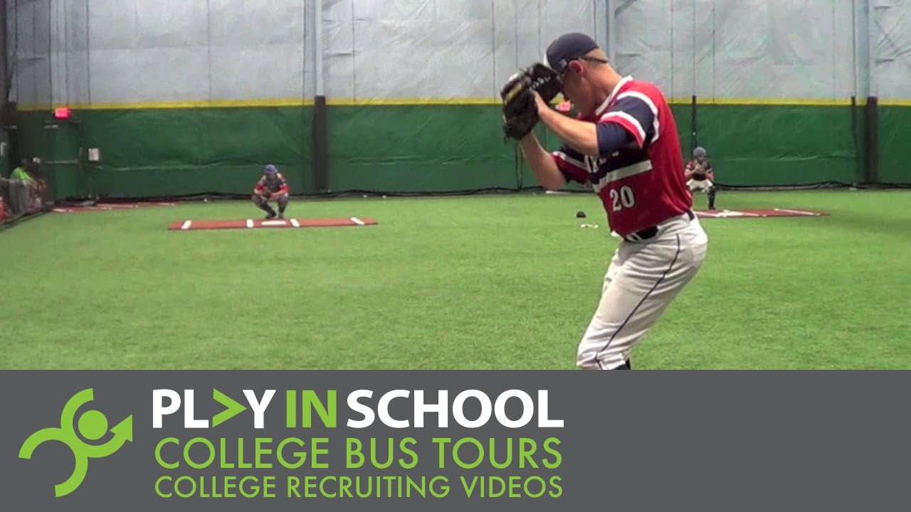 Justin Berger Pitching Ironbridge Baseball 2018 www.PlayInSchool