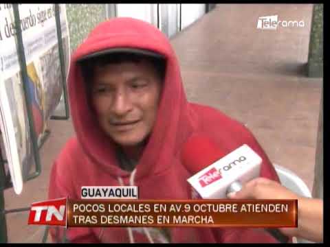 Pocos locales en av. 9 de Octubre atienden tras desmanes en marcha