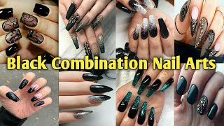 Black Nail art designs| Black combination nail art designs| nail art compilation| Black Nail art pic