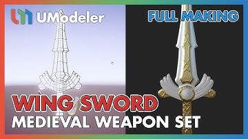 3D Modeling in Unity - Full Making Video of Modeling & Unwrapping a Wing Sword of Medieval Weapon