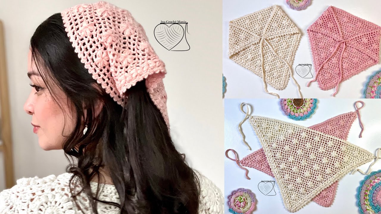 Bandana florzinha de crochê 