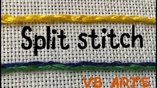 Split stitch | Hand Embroidery for beginners | Embroidery tutorial | outline stitch | vb arts