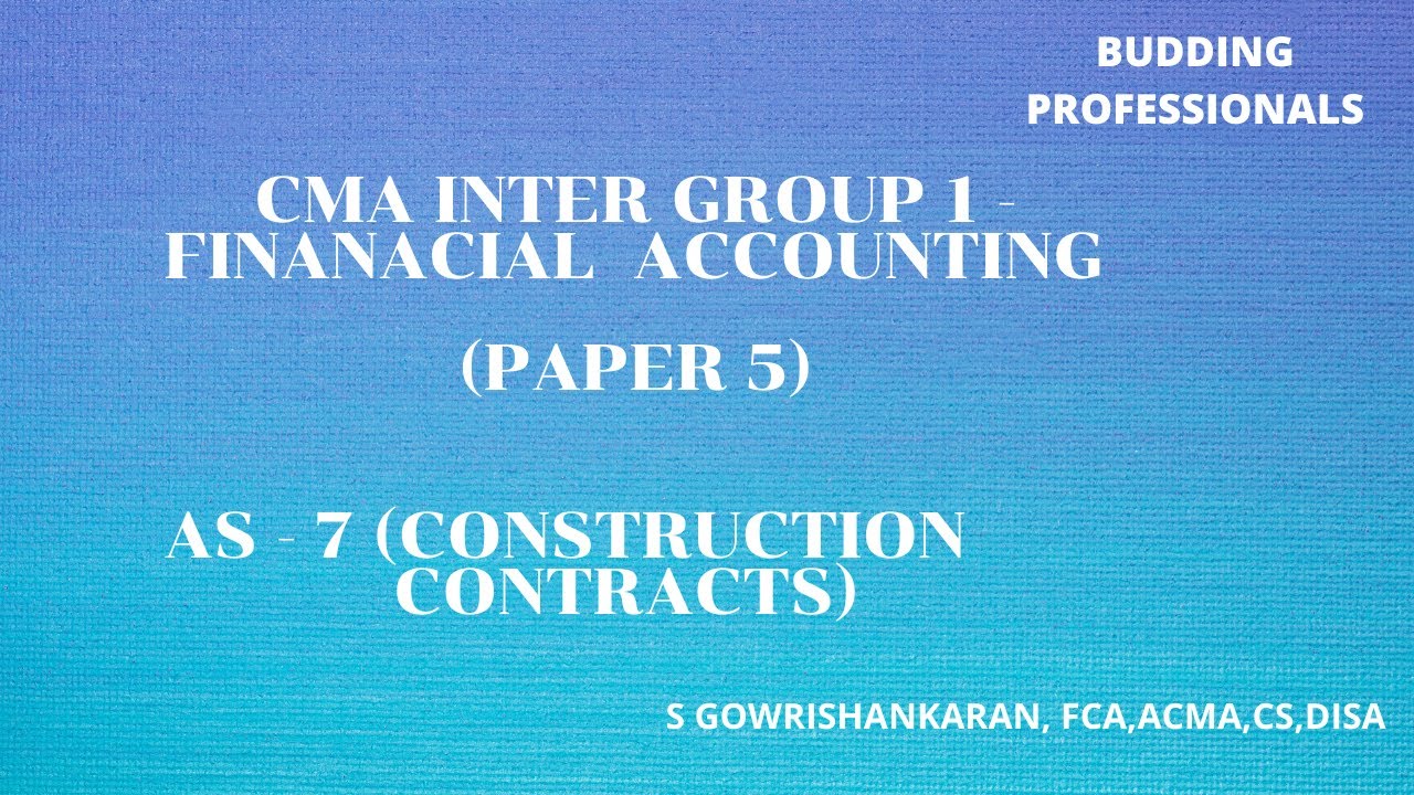 Financial Accounting CMA INTER GROUP 1 Paper 5