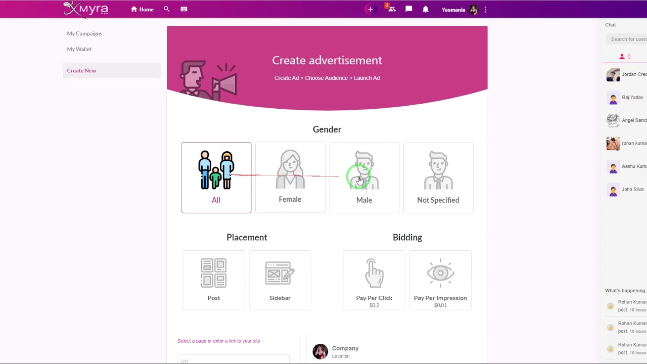 Xmyra Wallet & Advertisement Section