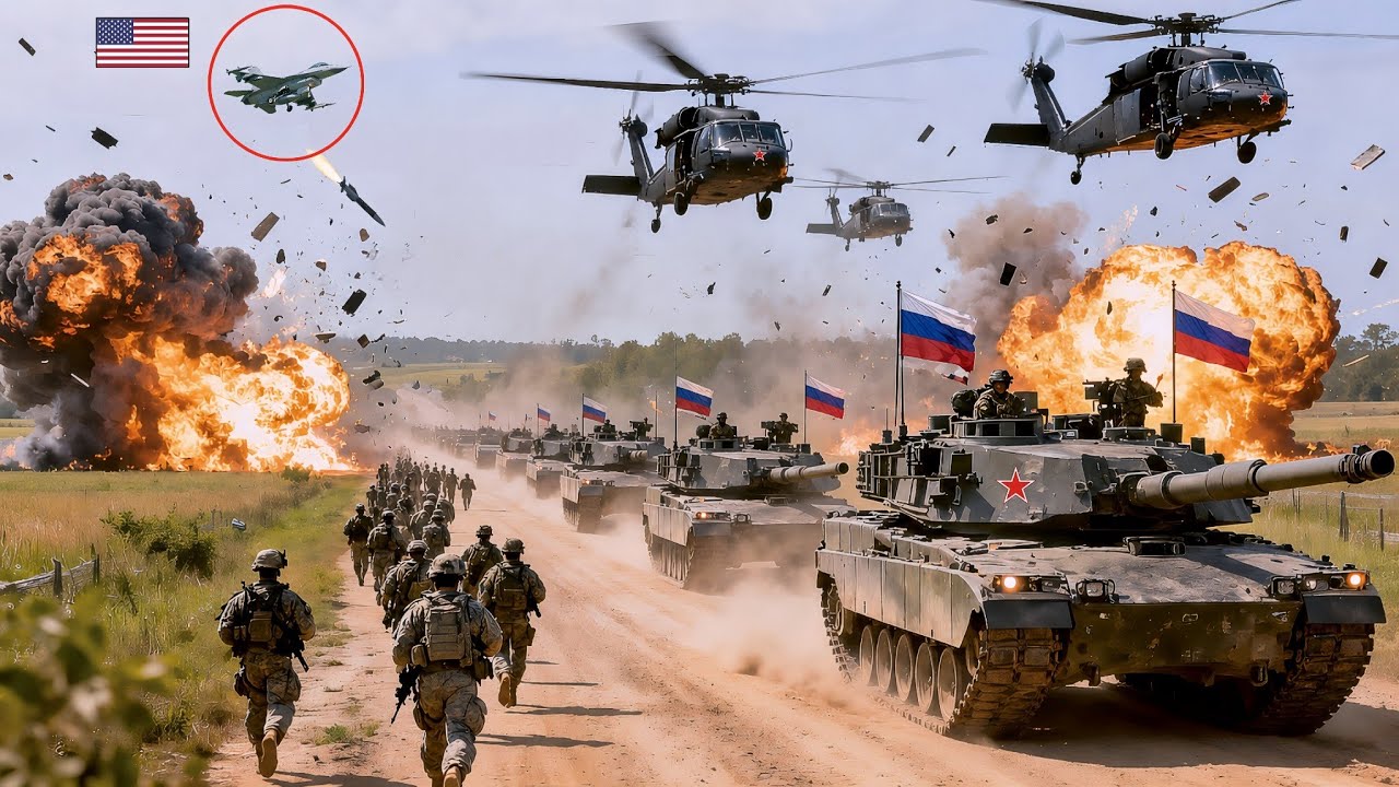 Today! A convoy of 500 Russian tanks heading to Ukraine was attacked by ...